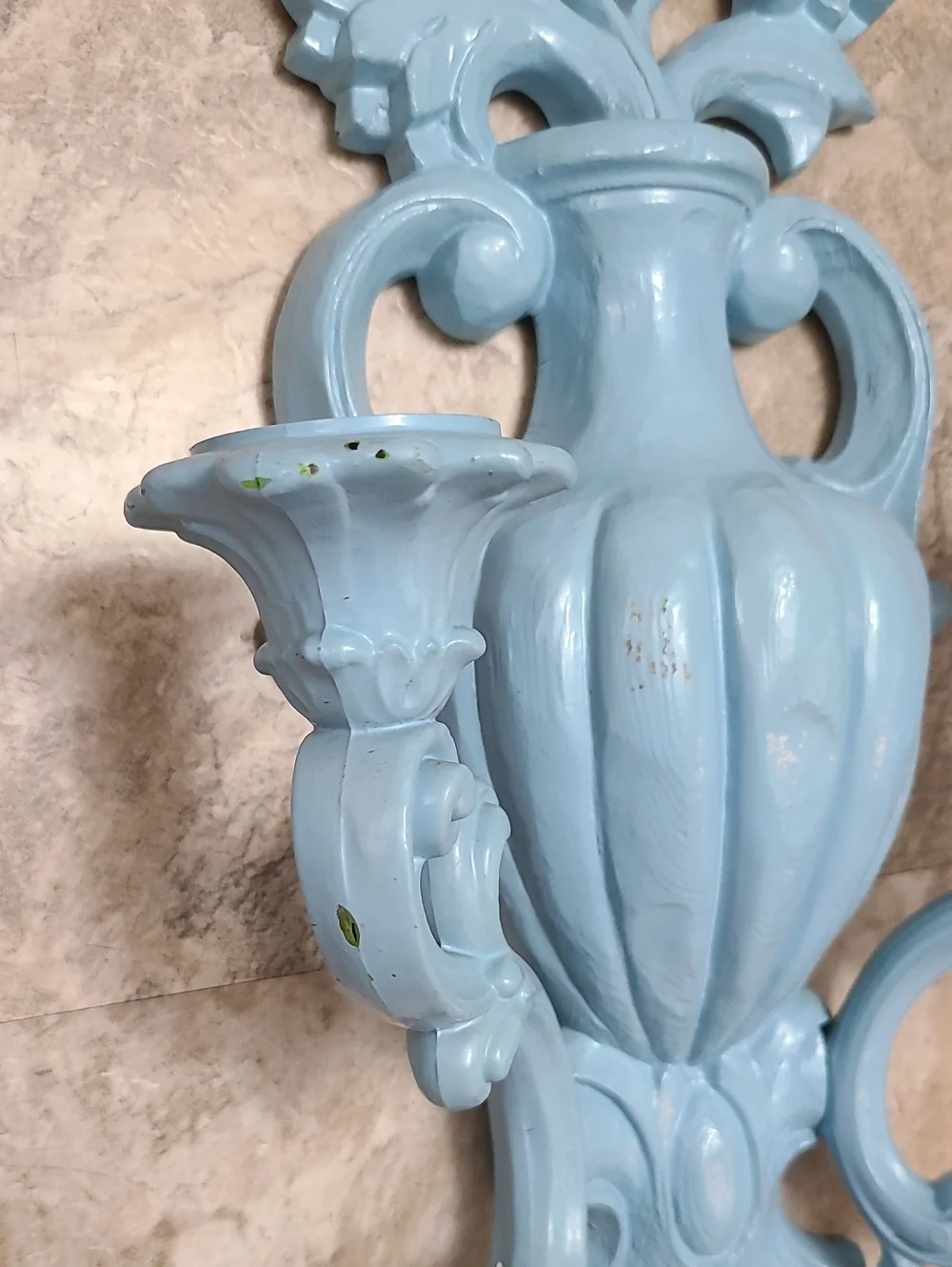 Vintage 1965 Homco Double Candle Wall Sconce Urn with Flowers Mid Century